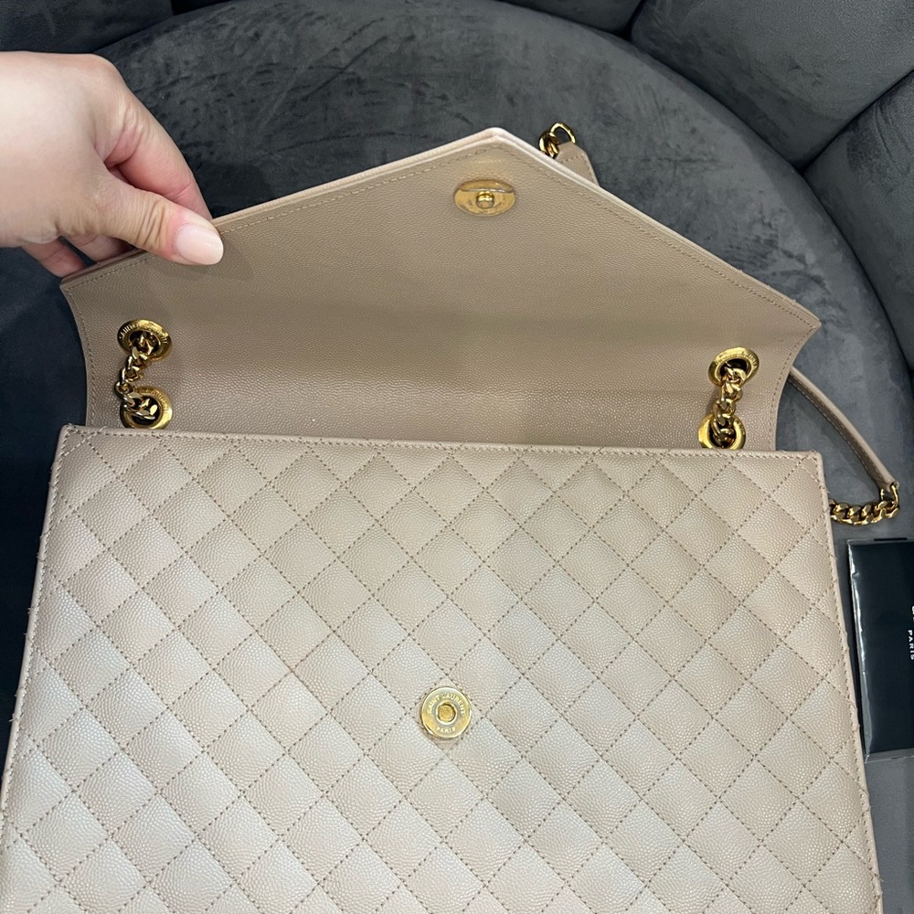 Saint Laurent Classic Monogram Envelope Satchel Mixed Matelasse Leather Large - Picture 9 of 17